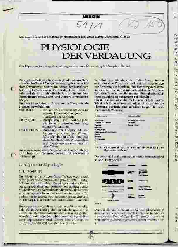 Vorschauseite 1: Physiologie der Verdauung