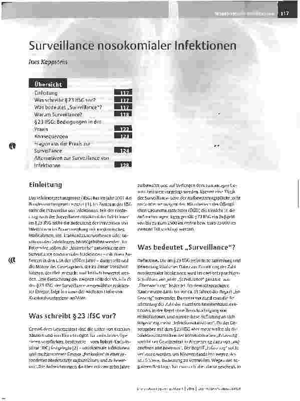 Vorschauseite 1: Surveillance nosokomialer Infektionen