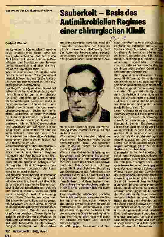 Vorschauseite 1: Sauberkeit - Basis des Antimikrobiellen Regimes einer chirurgischen Klinik