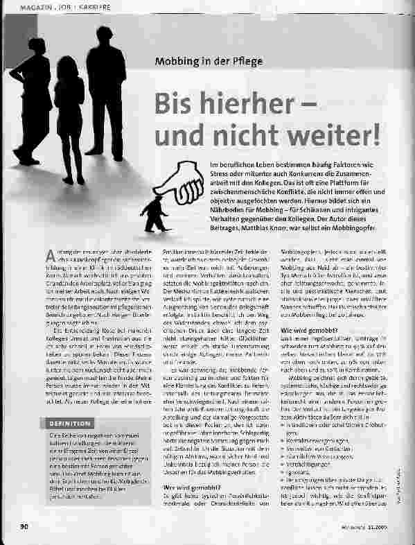Vorschauseite 1: Mobbing in der Pflege - Bis hierher-und nicht weiter!