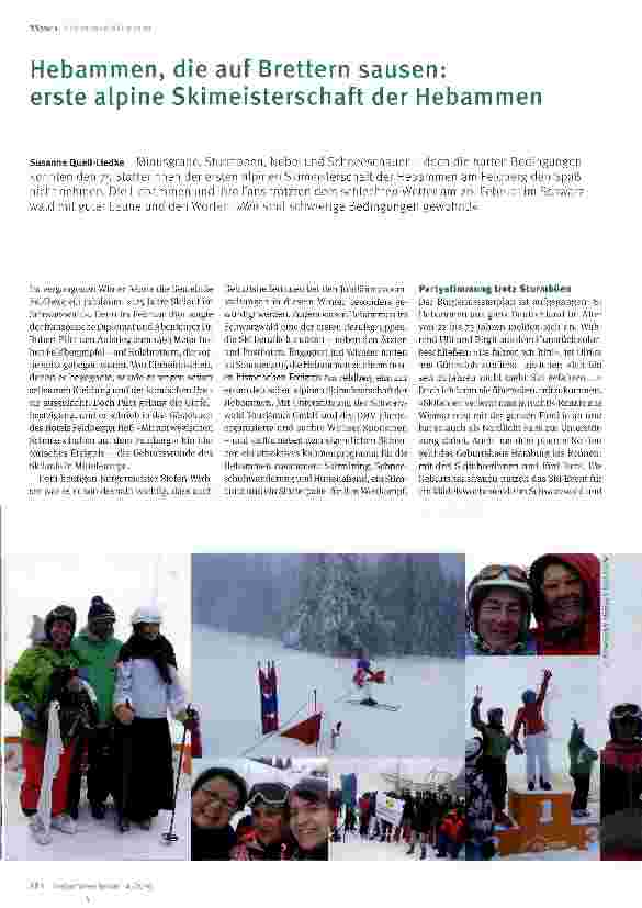 Vorschauseite 1: Hebammen, die auf Brettern sausen: erste alpine Skimeisterschaft der Hebammen