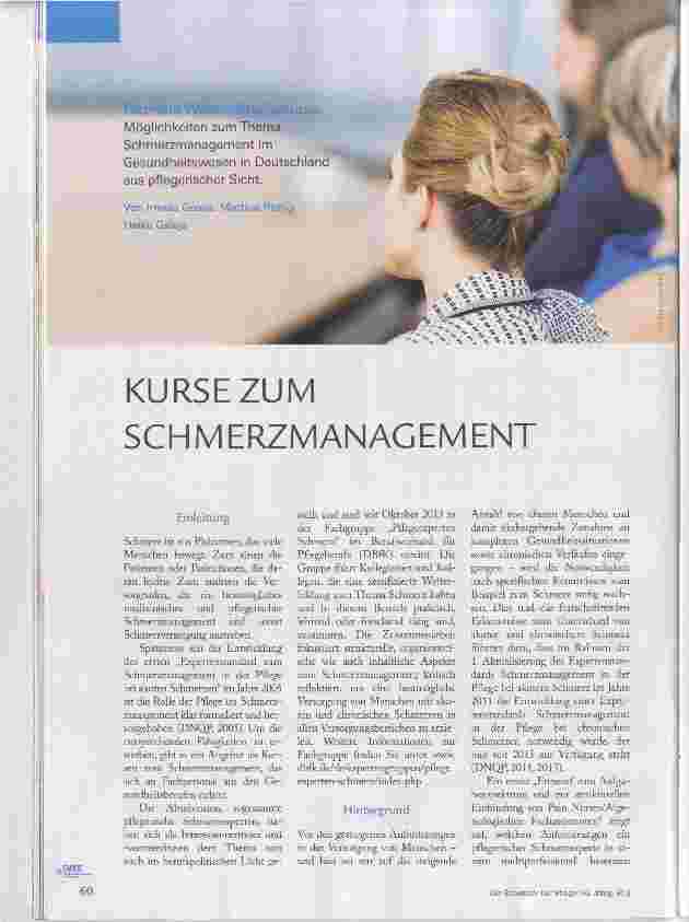 Vorschauseite 1: KURSE ZUM SCHMERZMANAGEMENT