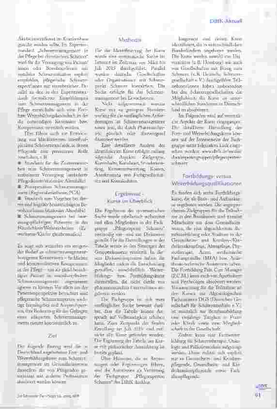 Vorschauseite 2: KURSE ZUM SCHMERZMANAGEMENT