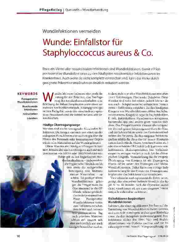 Vorschauseite 1: Wunde: Einfallstor für Staphyloccoccus aureus & Co
