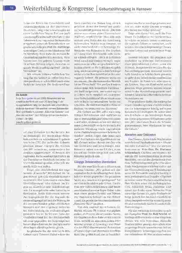 Vorschauseite 2: Geburtshilfetagung in Hannover Kontroversen und Kasuistiken