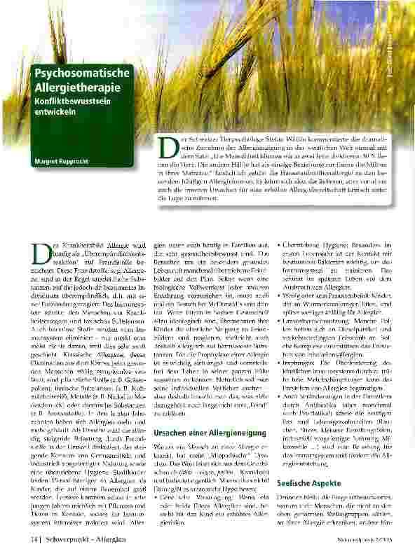Vorschauseite 1: Psychosomatische Allergietherapie Konfliktbewusstsein entwickeln