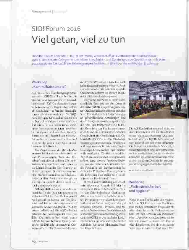 Vorschauseite 1: SIQ! Forum 2016 Viel getan, viel zu tun