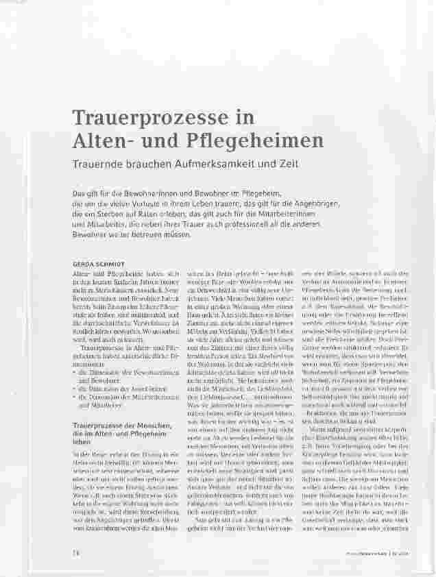 Vorschauseite 1: Trauerprozesse in Altenund Pflegeheimen