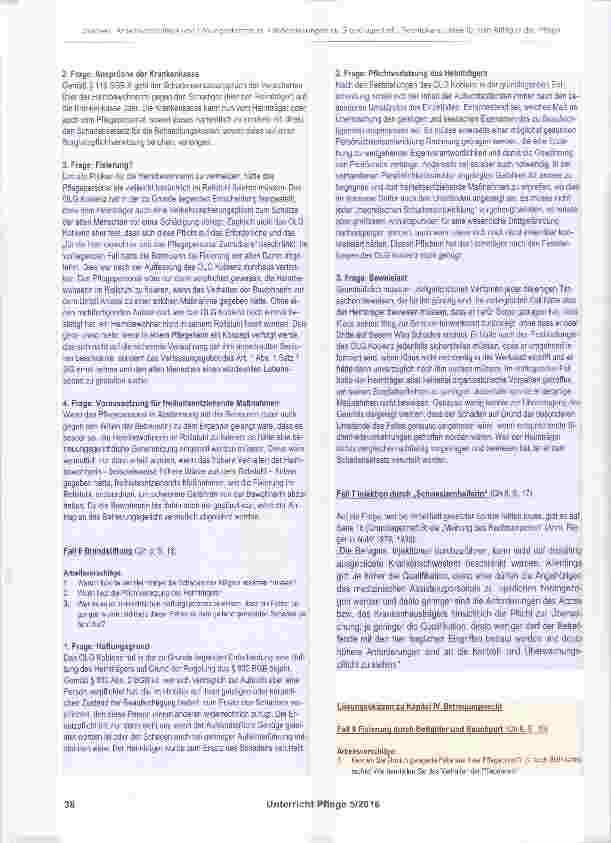 Vorschauseite 4: Aufgabenstellungen und Lösungsskizzen zu Falldarstellungen im Grundlagenheft 8 „Rechtskenntnisse für den Alltag in der Pflege“