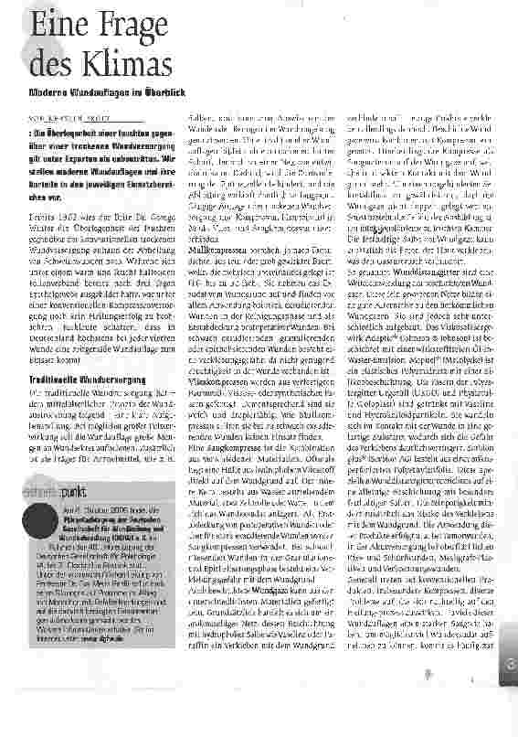 Vorschauseite 1: Eine Frage des KlimasModerne Wundauflagen im Überblick
