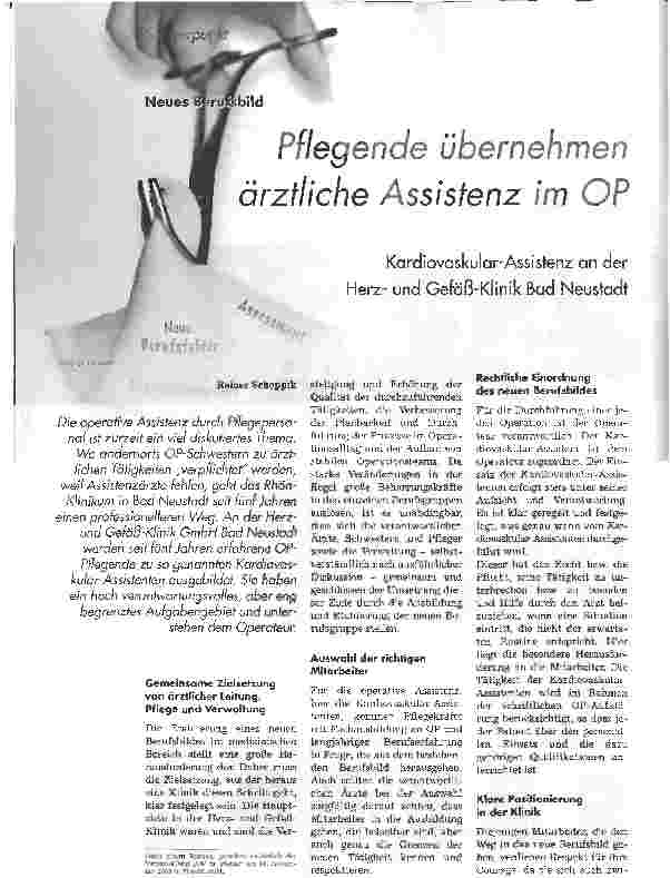 Vorschauseite 1: Pflegende übernehmen ärztliche Assistenz im OP