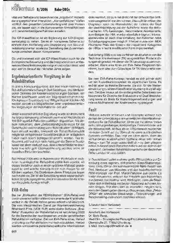 Vorschauseite 6: Eine Frage der Zeit - die Reha-DRGs kommen