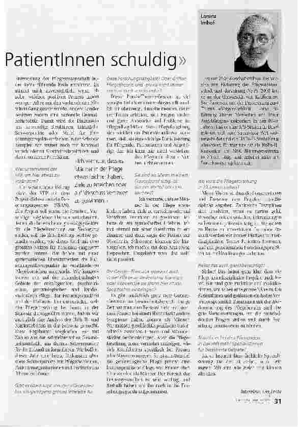 Vorschauseite 2: Pflegeforschung - das sind wir den Patientenn schuldig