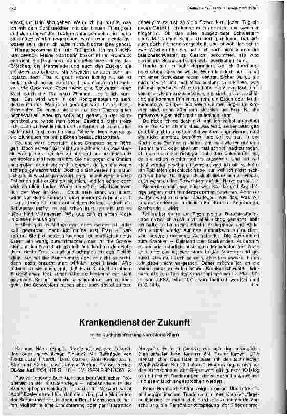 Vorschauseite 1: Krankendienst in der Zukunft Buchbesprechung