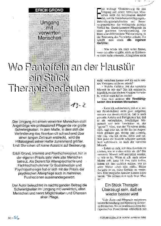 Vorschauseite 1: Umgang mit verwirrten Menschen Wo Pantoffeln an der Haustür ein Stück Therapie bedeuten