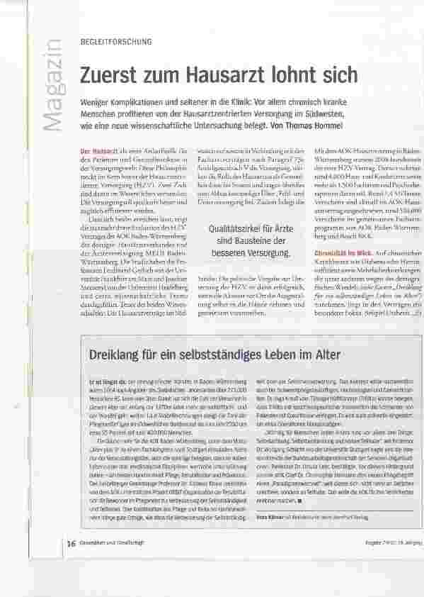 Vorschauseite 1: Zuerst zum Hausarzt lohnt sich