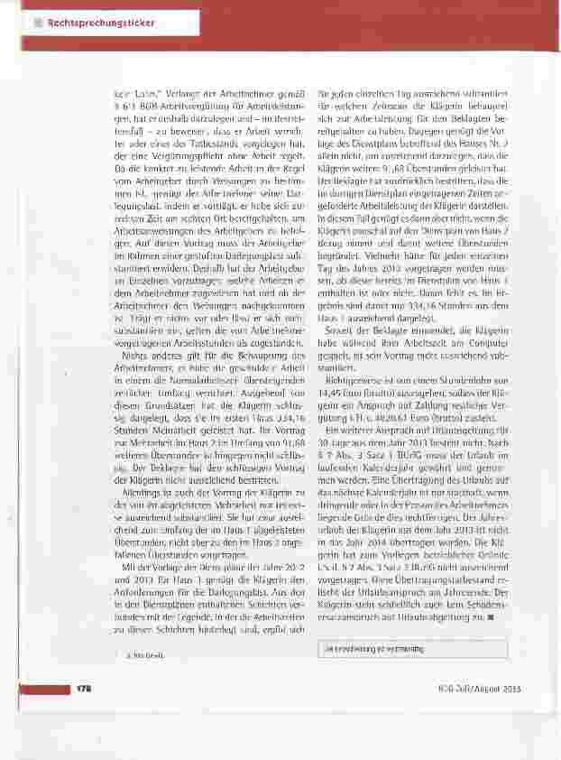 Vorschauseite 3: Anspruch auf Überstundenvergütung