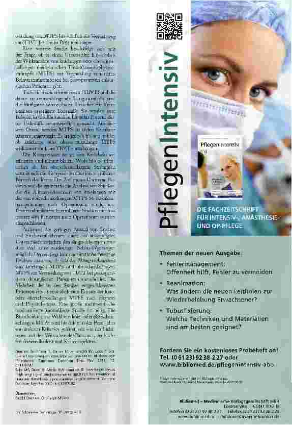 Vorschauseite 2: Können MTPS eine tiefe Beinvenenthrombose vermeiden?