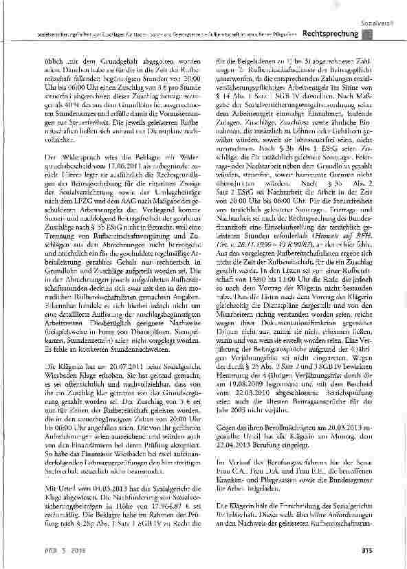 Vorschauseite 3: Sozialversicherungsfreiheit von Zuschlägen für Nacht-, Sonnund Feiertagsarbeit -Rufbereitschaft im ambulanten Pflegedienst