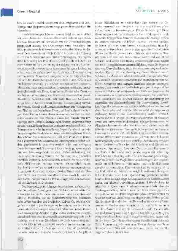 Vorschauseite 2: Green Hospital: eine Aufgabe des Managements?