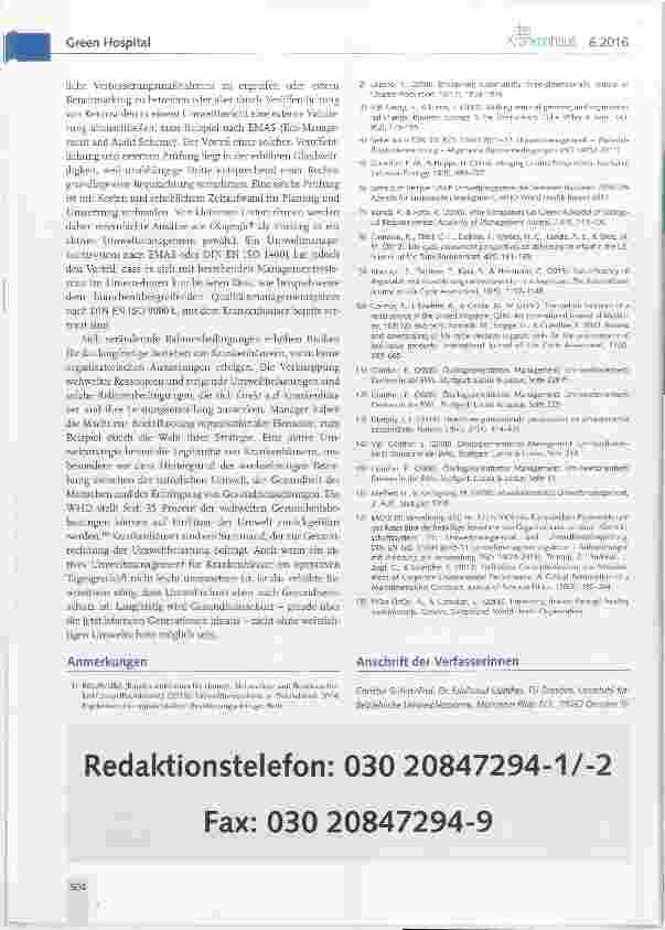 Vorschauseite 4: Green Hospital: eine Aufgabe des Managements?