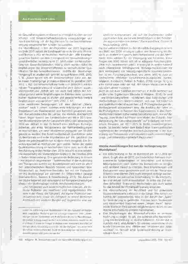 Vorschauseite 2: Innovationsstau in der Gesundheitsbildung(spolitik): Die Modellklausel in den Berufsgesetzen zur Primärqualifikation an Hochschulen