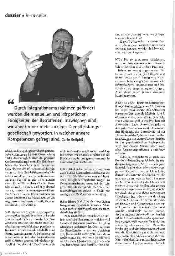 Vorschauseite 3: Warum wird man aus psychischen Gründen invalid?Die Soziale Medizin sprach mit Niklas Baer und Carlo Knöpfet aus Anlass der 5. IV-Revision