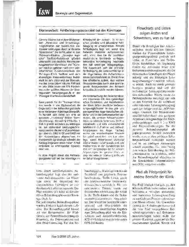 Vorschauseite 3: Behandlungspfade als Schlüssel zur ErlössicherungDiplomarbeit identifiziert Rationalisierungsreserven in der Gynäkologie der Thüringen-Kliniken