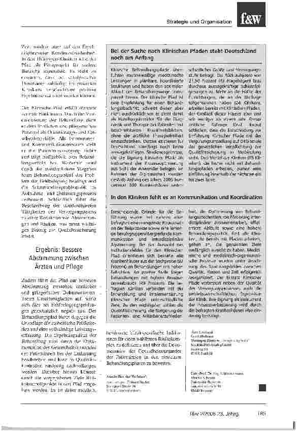 Vorschauseite 4: Behandlungspfade als Schlüssel zur ErlössicherungDiplomarbeit identifiziert Rationalisierungsreserven in der Gynäkologie der Thüringen-Kliniken