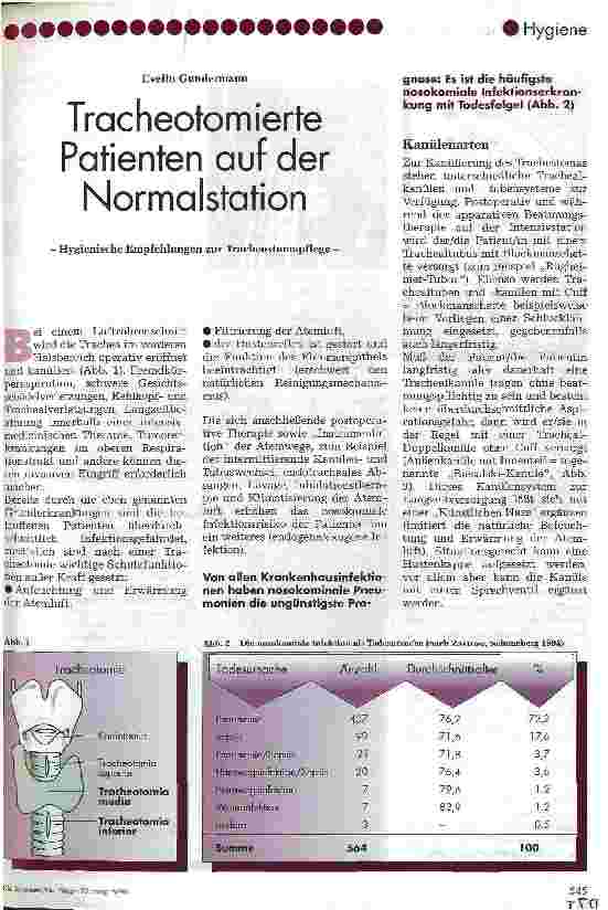 Vorschauseite 1: Tracheotomierte Patienten auf der Normalstation Hygienische Empfehlungen zur Tracheostomapflege