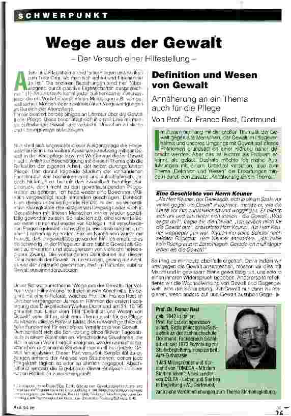 Vorschauseite 1: Wege aus der Gewalt Der Versuch einer Hilfestellung Definition und Wesen von Gewalt Annäherung an ein Thema auch für die Pflege