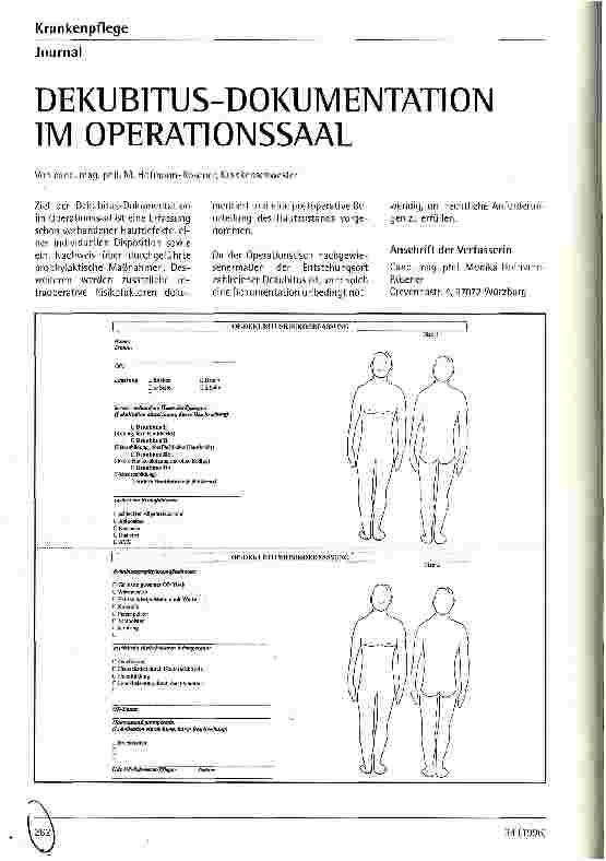 Vorschauseite 1: Dekubitus-Dokumentation im Operationssaal