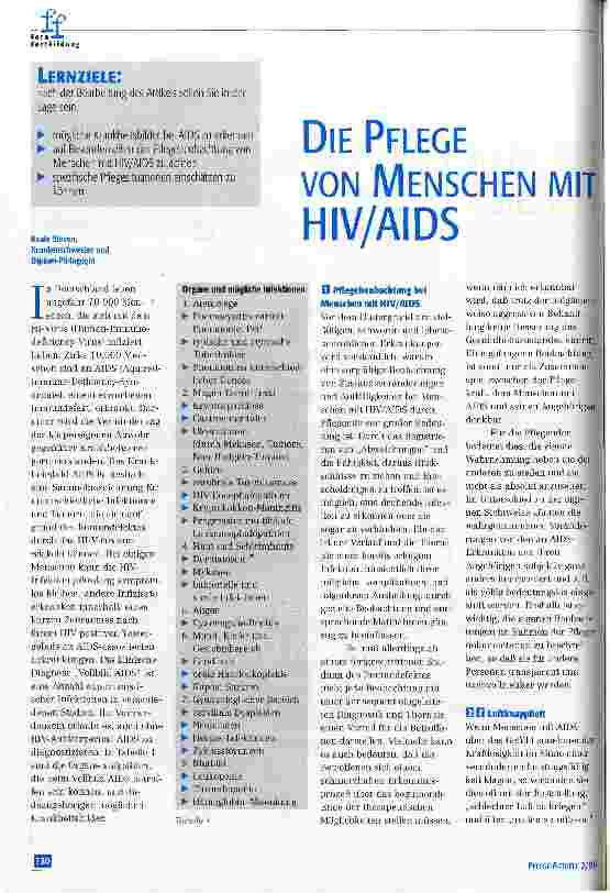 Vorschauseite 1: Die Pflege von Menschen mit HIV/AIDS