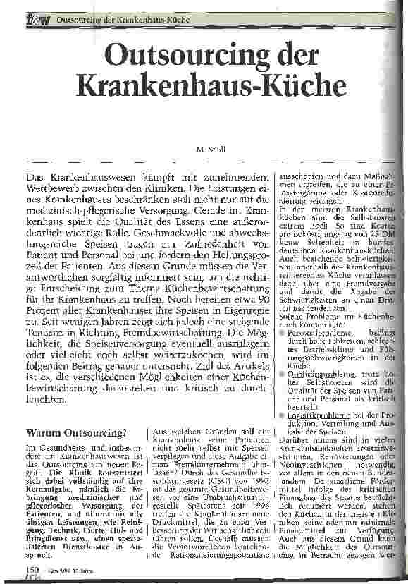 Vorschauseite 1: Outsourcing der Krankenhaus-Küche