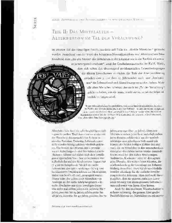Vorschauseite 1: SERIE: ALTERSBILD UND ALTERSERLEBEN IM HISTORISCHEN WANDELTEIL II: DAS MITTELALTER - ÄLTERWERDEN IM TAL DER VERACHTUNG?