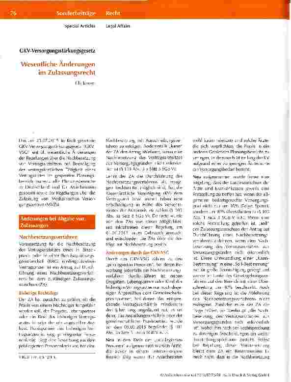 Vorschauseite 1: Wesentliche Änderungen im Zulassungsrecht