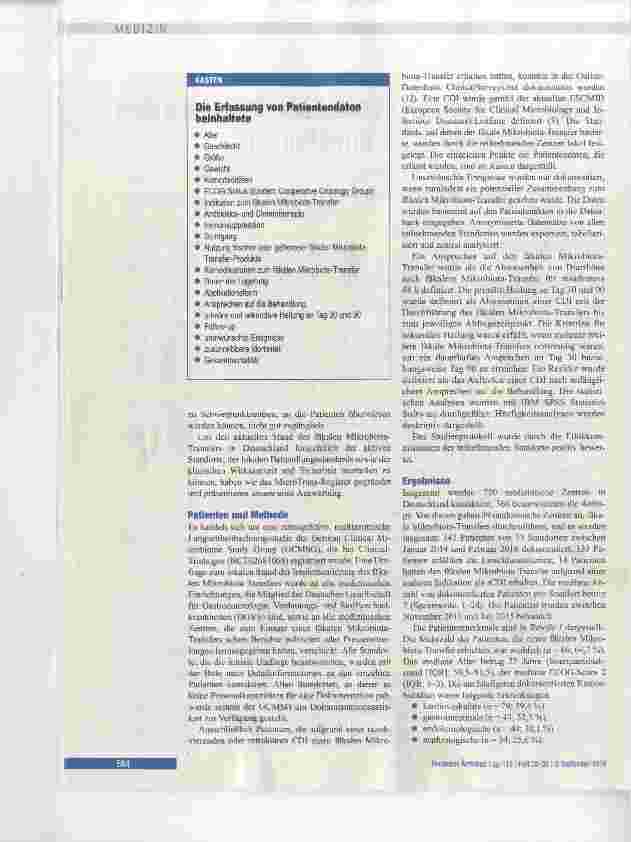 Vorschauseite 2: Fäkaler Mikrobiota-Transfer bei rezidivierenden Clostridiumdifficiie-lnfektionen