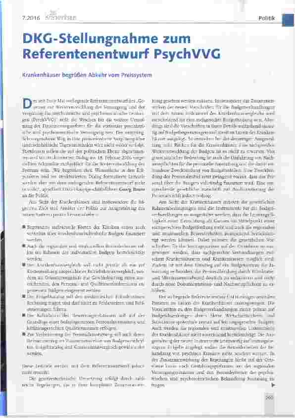 Vorschauseite 1: DKG-Stellungnahme zum Referentenentwurf PsychWG
