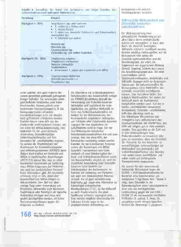 Vorschauseite 4: Zur antimikrobiellen und viruziden Wirksamkeit von Octenidin-Lutschtabletten