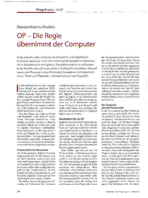Vorschauseite 1: OP - Die Regie übernimmt der Computer