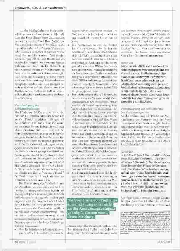 Vorschauseite 2: Zur Dokumentationsund Meldepflicht nach Vornahme einer Freiheitseinschränkung