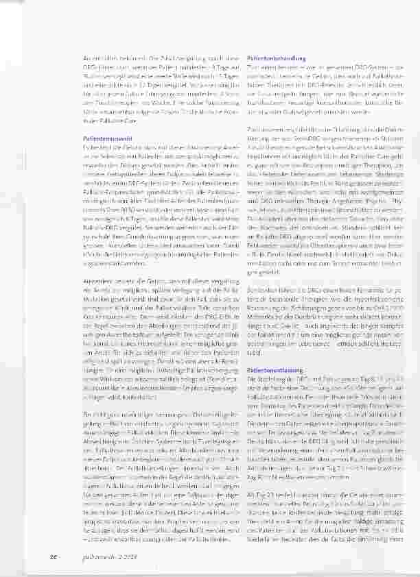 Vorschauseite 2: Ist das Vergütungssystem der SwissDRG AG für spezialisierte Palliative Care geeignet? Die Kontra-Position