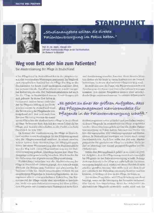 Vorschauseite 1: Weg vom Bett oder hin zum Patienten?