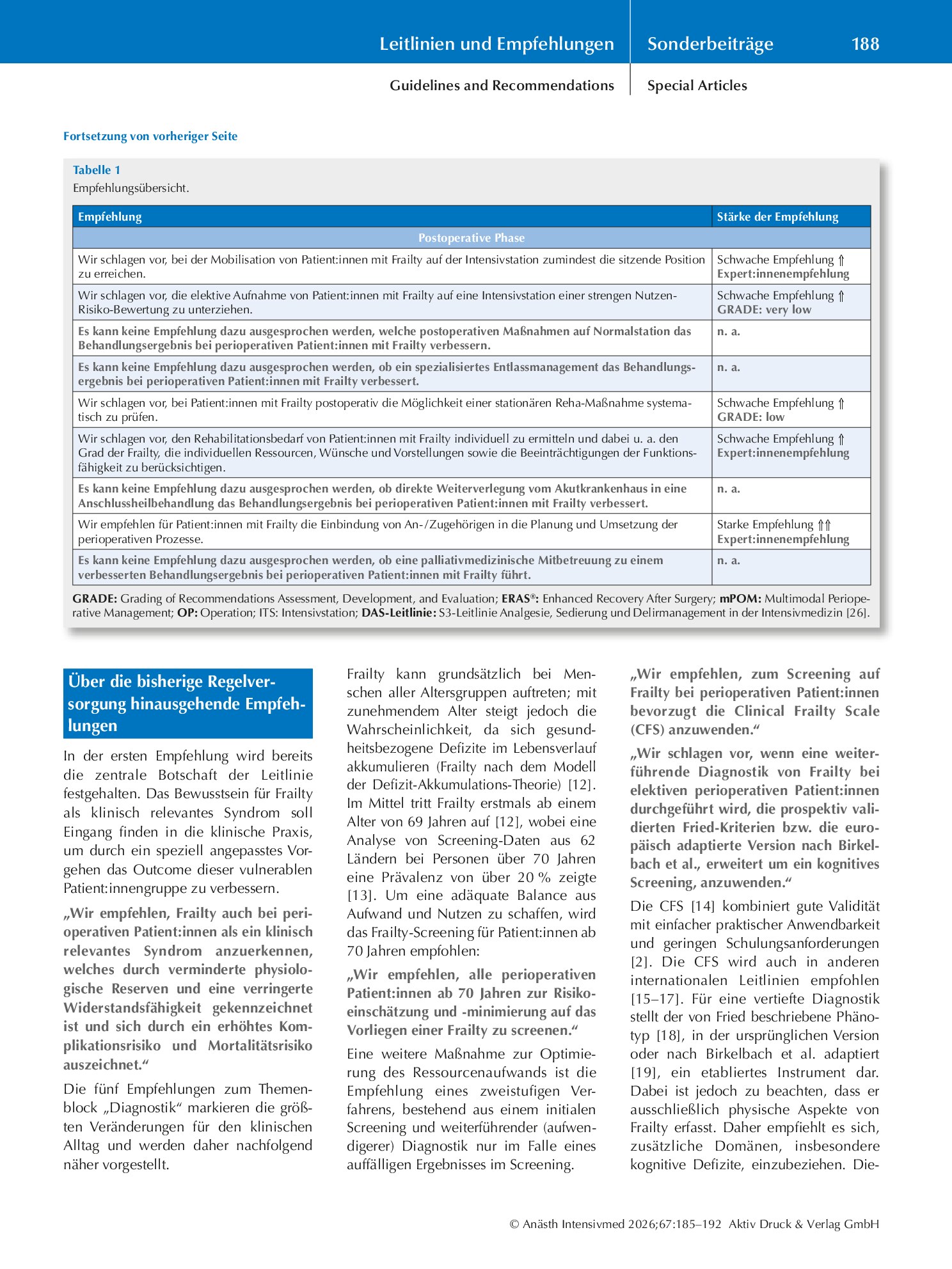 Vorschauseite 4: Übersicht: S3-Leitlinie Perioperative Versorgung von Patient: innen mit Frailty