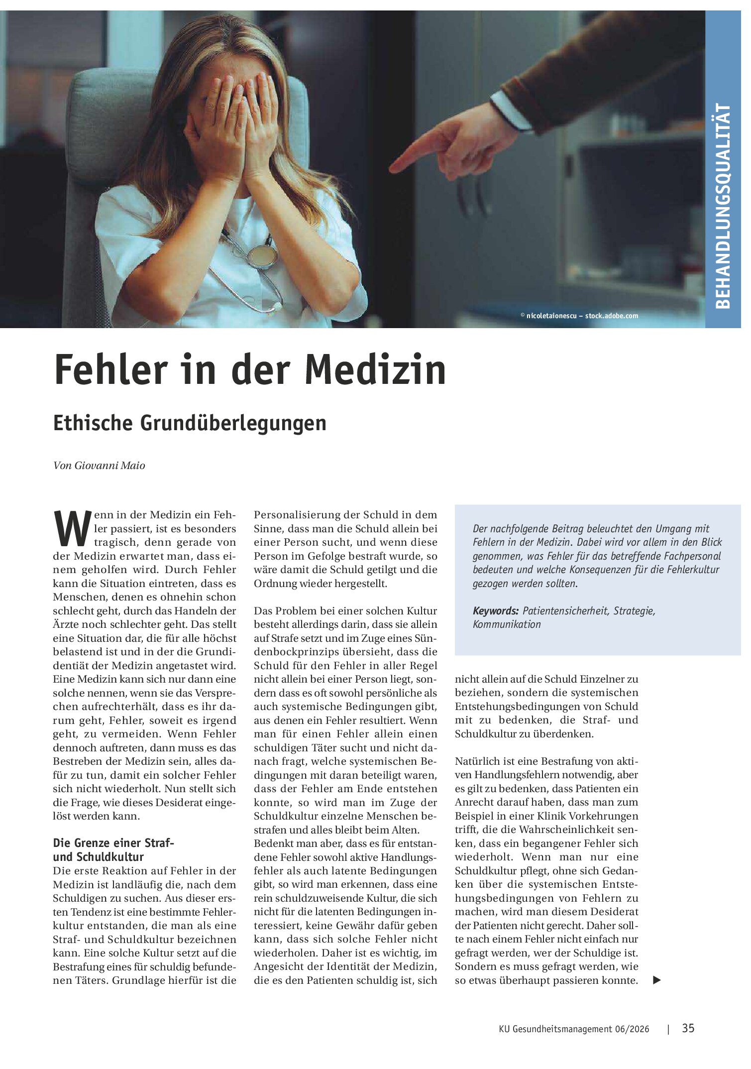 Vorschauseite 1: Fehler in der Medizin. Ethische Grundüberlegungen