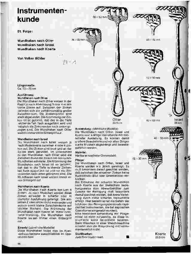 Vorschauseite 1: Instrumentenkunde 51. Folge: Wundhaken nach Ollier, Israel und Koerte