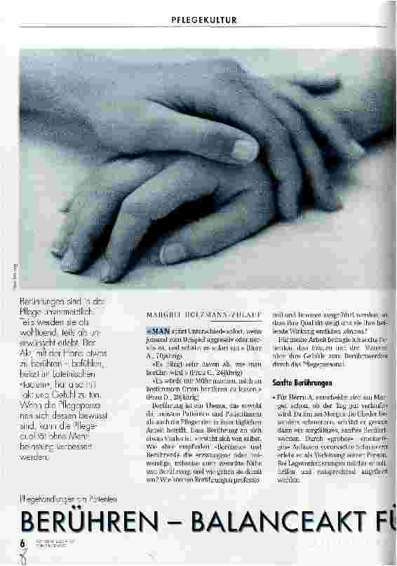 Vorschauseite 1: Berühren - Balanceakt für das Taktgefühl Pflegehandlungen am Patienten