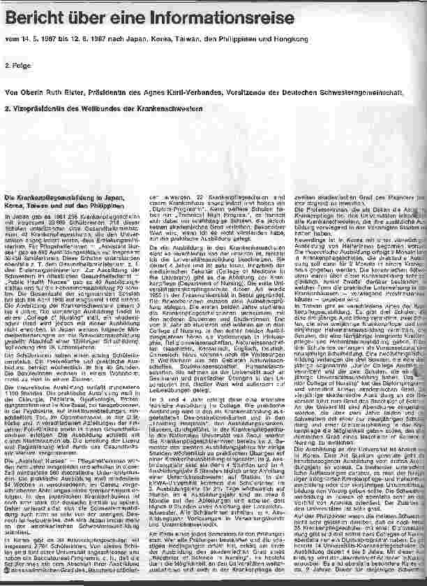 Vorschauseite 1: Bericht über eine Informationsreise vom 14.05.- 12.06.1967 nach Japan, Korea, Taiwan, den Philippinen und Hongkong 2. Folge