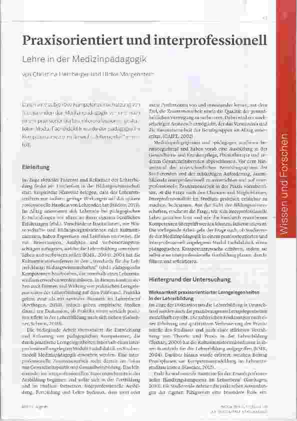Vorschauseite 1: Praxisorientiert und interprofessionell Lehre in der Medizinpädagogik