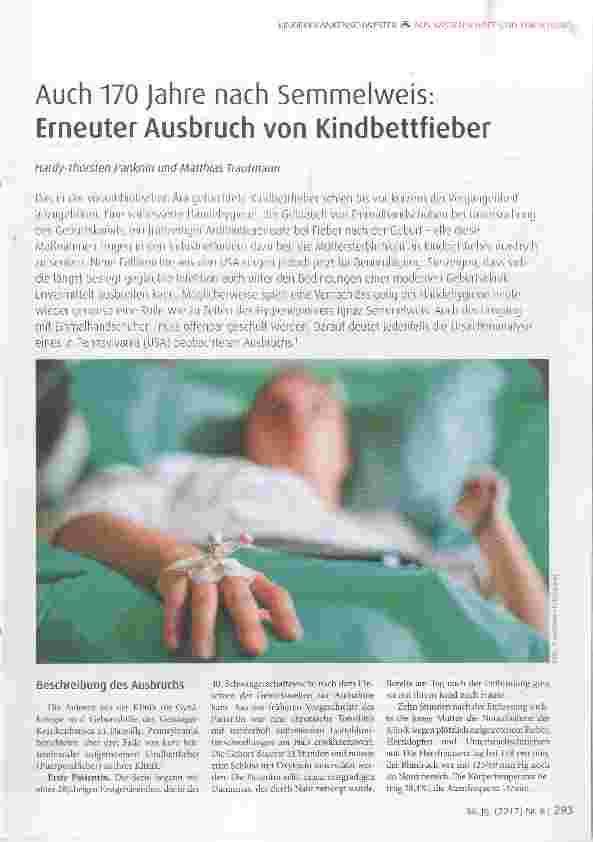 Vorschauseite 1: Auch 170 Jahre nach Semmelweis: Erneuter Ausbruch von Kindbettfieber